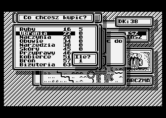 Kupiec (Atari 8-bit) screenshot: Buying goods