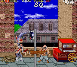 Ninja Gaiden (Arcade) screenshot: Fat man with log