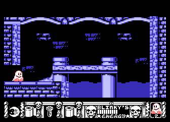 Blinkys Scary School (Atari 8-bit) screenshot: Bridge over water