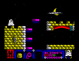Blinkys Scary School (ZX Spectrum) screenshot: On the roof