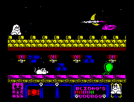 Blinkys Scary School (ZX Spectrum) screenshot: Bat approaching
