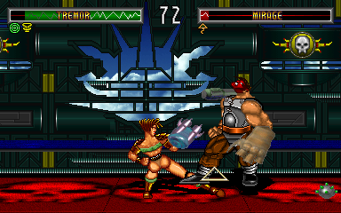 BloodStorm (Arcade) screenshot: Being kicked.