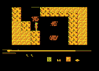 Uczeń czarnoksiężnika (Atari 8-bit) screenshot: Moving down the labyrinth