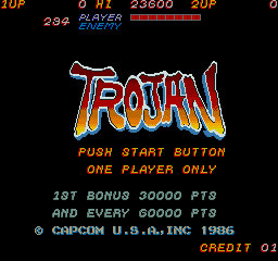 Trojan (Arcade) screenshot: Main menu