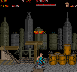 Trojan (Arcade) screenshot: Area 1 start up