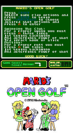 NES Open Tournament Golf (Arcade) screenshot: Title screen.