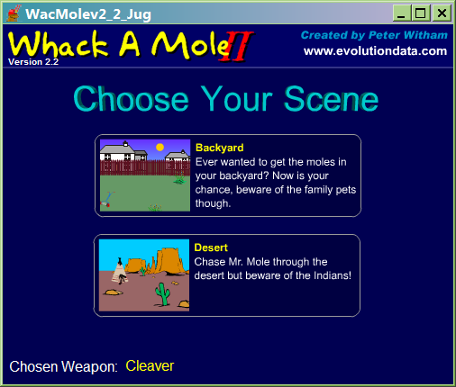 Whack A Mole (Windows) screenshot: Choose the backdrop