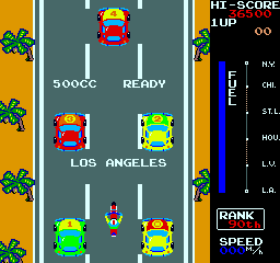 MotoRace USA (Arcade) screenshot: Starting in L.A.