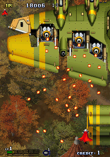 Gunbird 2 (Arcade) screenshot: Big plane a boss.