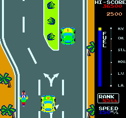 MotoRace USA (Arcade) screenshot: Junction.