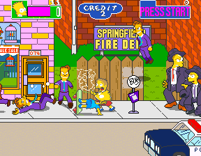 The Simpsons (Arcade) screenshot: Skateboarding