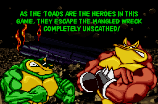 Battletoads (Arcade) screenshot: But of course the toads cannot fail
