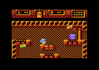 Smuś (Atari 8-bit) screenshot: Moving platform