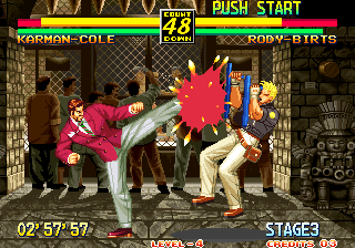 Art of Fighting 3: The Path of The Warrior (Arcade) screenshot: High kick gets him.