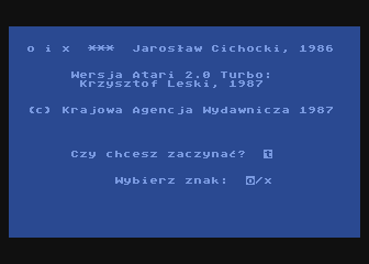 OiX (Atari 8-bit) screenshot: Title screen