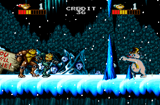 Battletoads (Arcade) screenshot: Annoying snowman