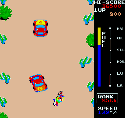 MotoRace USA (Arcade) screenshot: Desert riding.