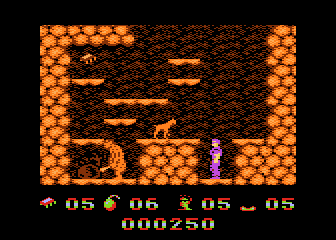 Terminator (Atari 8-bit) screenshot: Way with no return, need to use teleporting skills