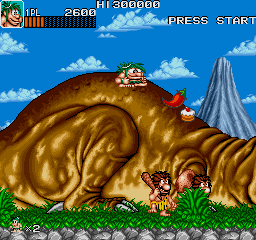 Joe & Mac: Caveman Ninja (Arcade) screenshot: Take chili