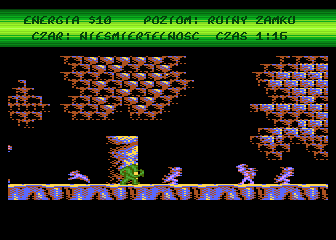 Tusker (Atari 8-bit) screenshot: Ruins of the castle stage
