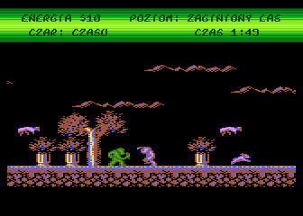 Tusker (Atari 8-bit) screenshot: Face to face with enemy