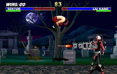 Mortal Kombat 3 (Arcade) screenshot: Sector's rocket