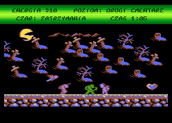Tusker (Atari 8-bit) screenshot: Heart indicates end of the stage