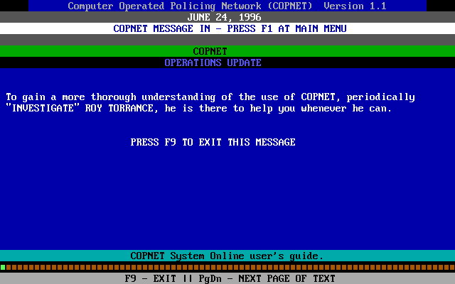 Presumed Guilty! (DOS) screenshot: Operation update