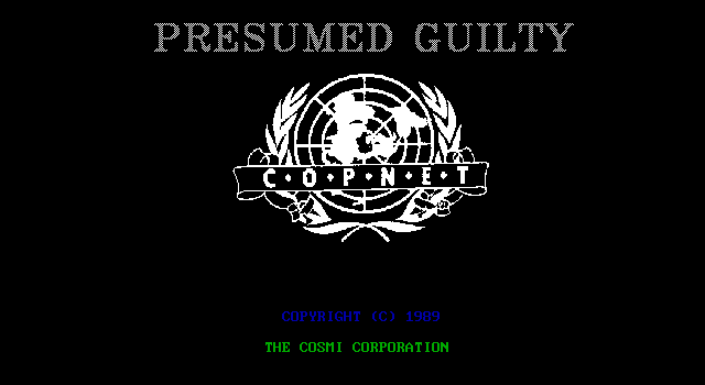 Presumed Guilty! (DOS) screenshot: Title screen EGA