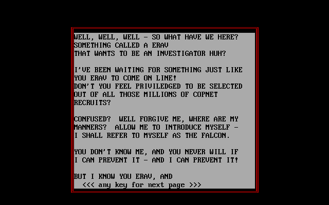 Presumed Guilty! (DOS) screenshot: Admissions interview