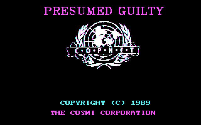 Presumed Guilty! (DOS) screenshot: Title screen CGA