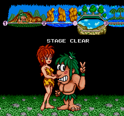 Joe & Mac: Caveman Ninja (Arcade) screenshot: Stage clear