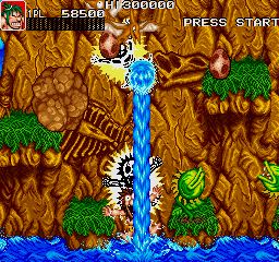 Joe & Mac: Caveman Ninja (Arcade) screenshot: Electric geyser