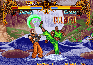 Double Dragon (Arcade) screenshot: Counter kick