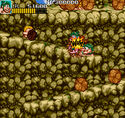 Joe & Mac: Caveman Ninja (Arcade) screenshot: Like in comic