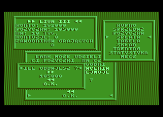 Piłkarski Poker (Atari 8-bit) screenshot: Repayment of the loan