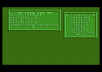 Piłkarski Poker (Atari 8-bit) screenshot: Man menu