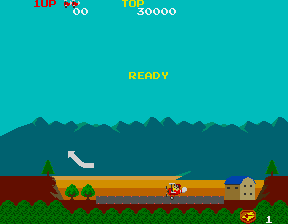 Sky Kid (Arcade) screenshot: Take off