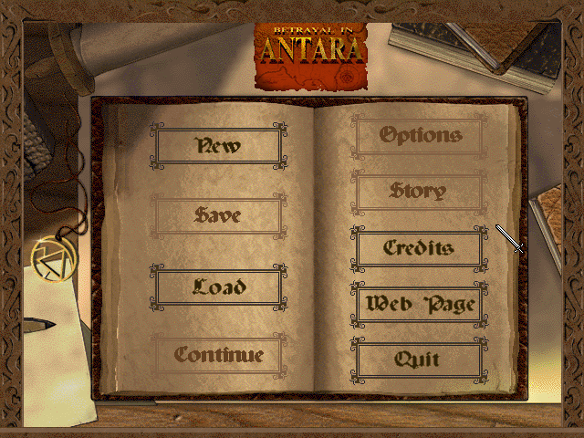 Betrayal in Antara (Windows 3.x) screenshot: Main menu