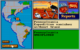 Gold of the Americas: The Conquest of the New World (Amiga) screenshot: The expedition was lost.