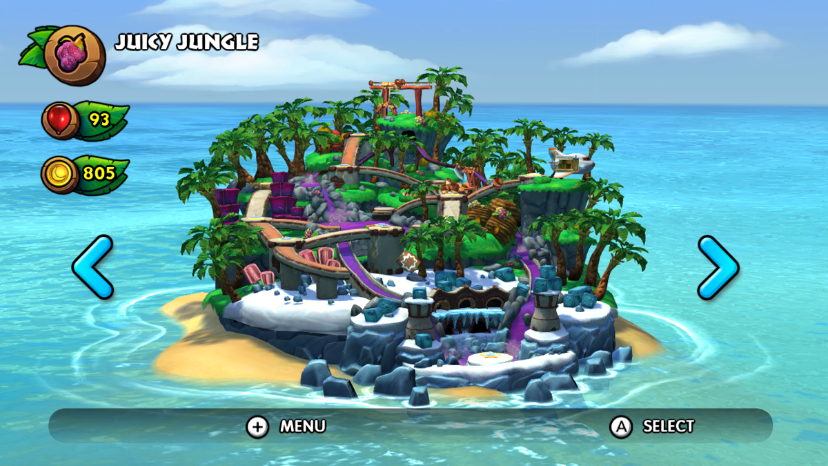 Donkey Kong Country: Tropical Freeze (Wii U) screenshot: The fifth island overview