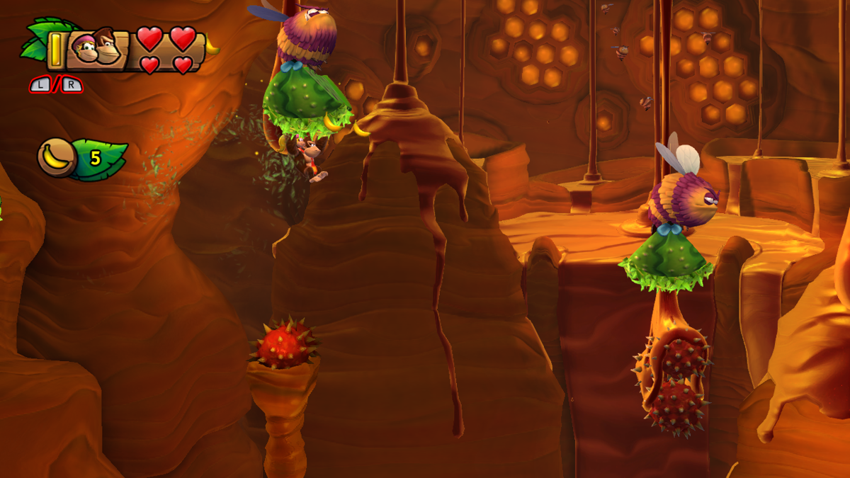 Donkey Kong Country: Tropical Freeze (Wii U) screenshot: One of hidden levels. This one is a bee hive