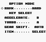 Super Chase H.Q. (Game Boy) screenshot: Option mode.