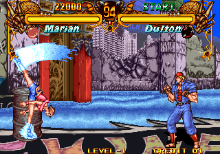 Double Dragon (Arcade) screenshot: Look like flash kick