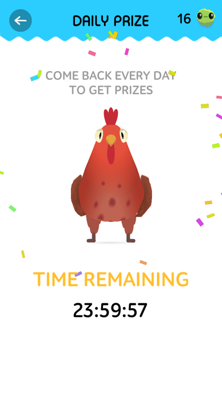 Pigeon Pop (Android) screenshot: You need to wait for another prize