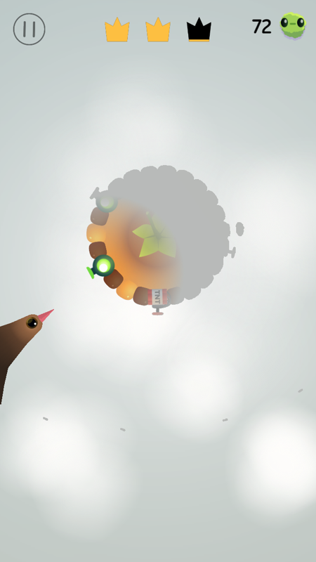 Pigeon Pop (Android) screenshot: The fog can seriously hamper the progress