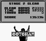 Super Chase H.Q. (Game Boy) screenshot: Stage 2 clear.