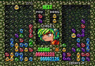 Puyo Puyo (Arcade) screenshot: Looks like I'm losing