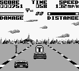 Super Chase H.Q. (Game Boy) screenshot: Stage 1 ... T = Turbo.