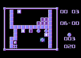 U235 (Atari 8-bit) screenshot: Connecting three balls